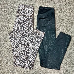 American Eagle Leggings Lot of 2 Women’s Size Small Leopard Print Solid Black